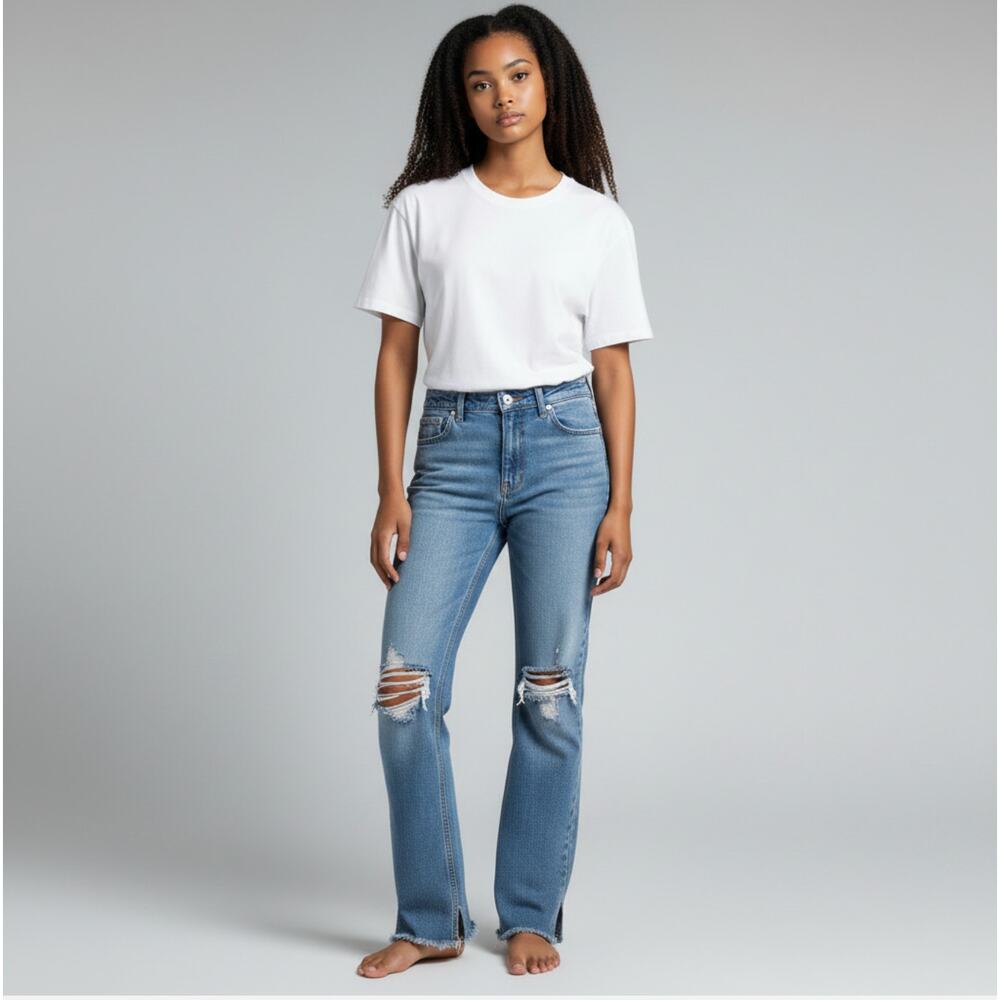 ZARA Women's Slim Flare Ripped Jeans Size 2